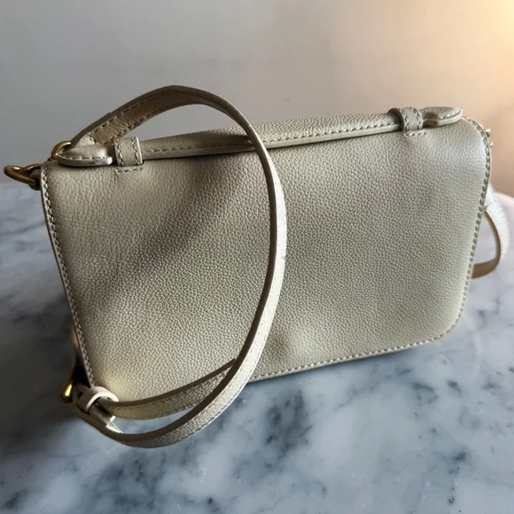 Quince Italian Leather Wallet Crossbody Purse Cream Minimalist Handbag - Picture 3 of 11